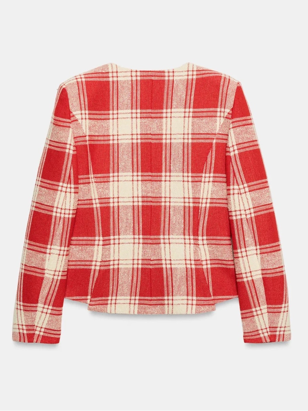 New ZARA ZW Collection Fitted Plaid V-Neck Jacket - Picture 5 of 7